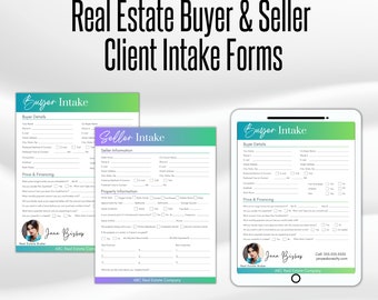 Buyer & Seller Intake Form for Realtor, Client Information Real Estate, Seller Questionnaire, Real Estate Buyer Questionnaire, Client Intake