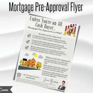 Mortgage Broker Pre-Approval Flyer, Mortgage Lender Template, Loan Officer Marketing, Mortgage Originator Marketing, Mortgage Lender Flyer