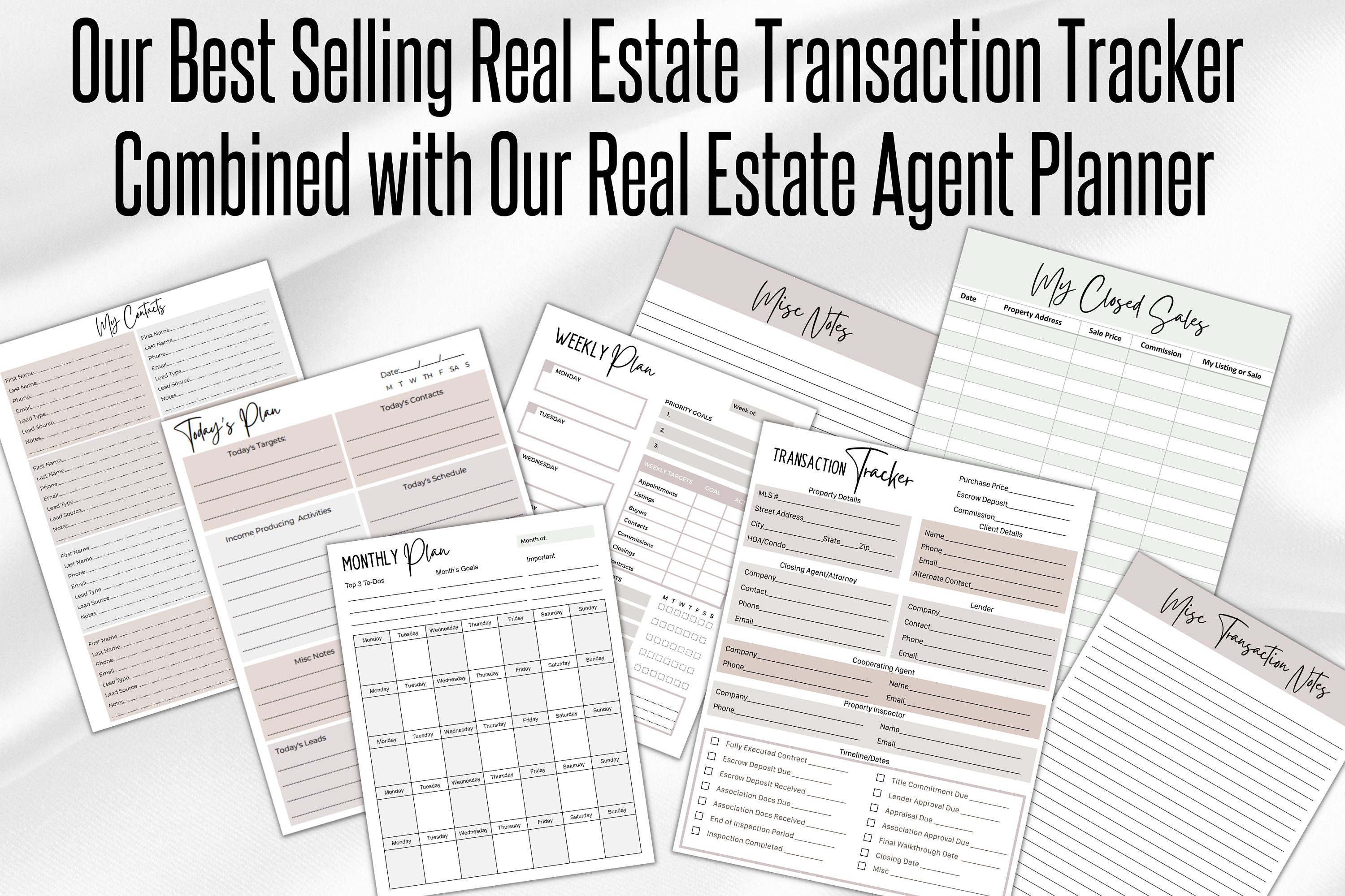 Real Estate Transaction Tracker & Real Estate Agent Planner, Closed ...