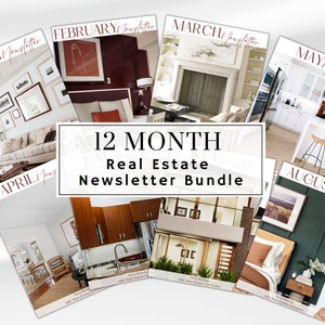 12 Month Real Estate Newsletter Bundle, Realtor Newsletter Email, Real Estate Newsletter 2024, Real Estate Newsletter Template Canva