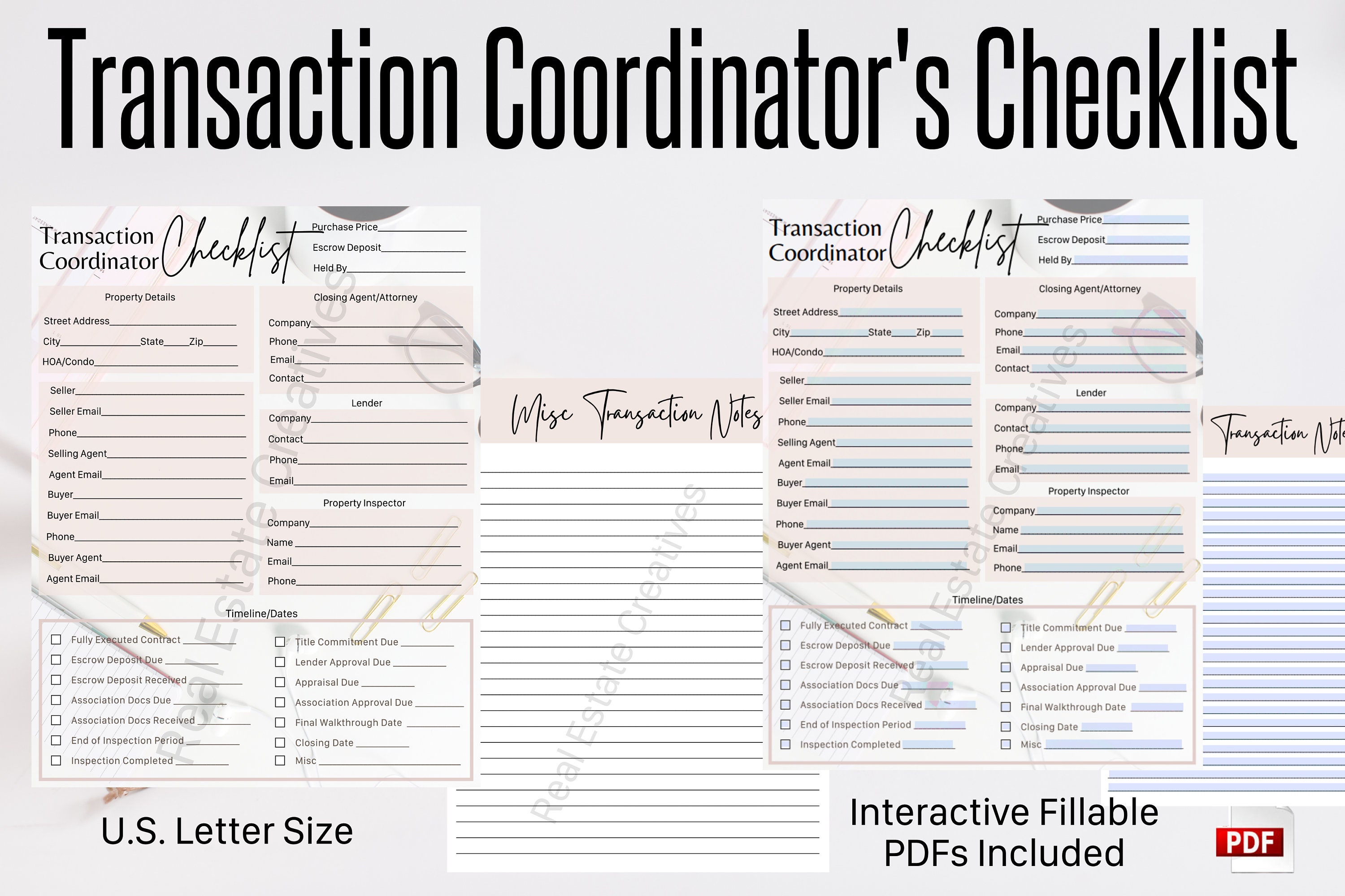 Printable Real Estate Transaction Coordinator Checklist