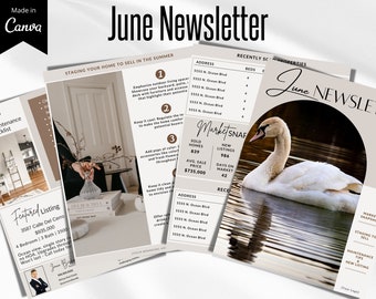 Real Estate Newsletter June, Real Estate News Letter Template, June Realtor Email Newsletter, Real Estate Canva News Letter, Mailer Template