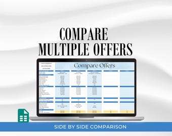 Multiple Offer Spreadsheet, Real Estate Spreadsheet, Realtor Offer, Side by Side Offer Comparison Worksheet, Seller Net Sheet, Google Sheets
