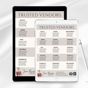 Trusted Vendors, Vendor Lists Template, Vendor Flyer, Vendor Lists, Realtor Referral, Vendor Lists Flyer, Recommended Service Providers