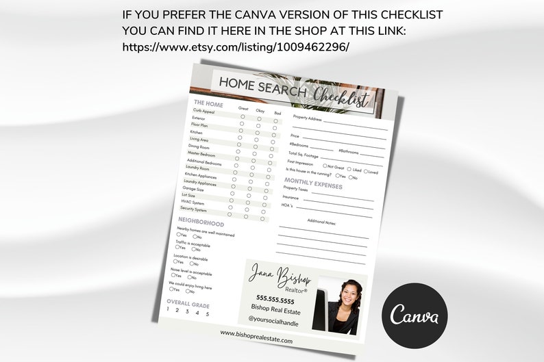 House Hunting Checklist With Pics, House Hunting Schedule, Realtor Home