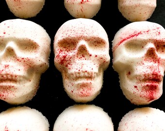 Spattered skull Bath bomb, spooky bath bomb, Halloween bath bomb, horror bath, true crime gift,