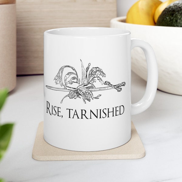 Rise Tarnished Coffee Mug, Elden Lord Coffee Cup, You Died Mug, Soulslike Dark Soul Gamer Cosplay, Ring Gift, Elden Lore Inspired Fan Art