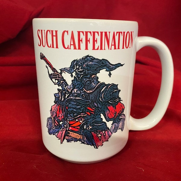 FFXIV Coffee Mug Gaius "Such Caffeination", FF14 Mug Gaius Meme Coffee Cup, Such Devastation Gaius Quote Funny Mug, Game Memes, FF14 Gift