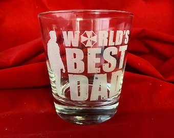 Res Evil 8 Ethan World's Best Dad Glass, Custom Village Winters Hero Etched Whiskey Glass, Gamer Dad Nerdy Father's Day Gift, Christmas Gift