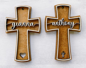 Personalized baptism cross with gift box | custom name cross | christening and baptism gift | first communion gift | wooden name cross