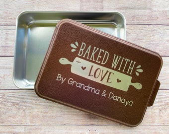 Personalized cake pan | baked with love by grandma | mimi | grammy | gram | custom engraved baking dish | birthday gift | hostess gift
