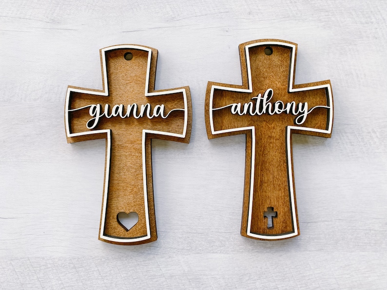 Personalized baptism cross with gift box | custom name cross | christening and baptism gift | first communion gift | wooden name cross 