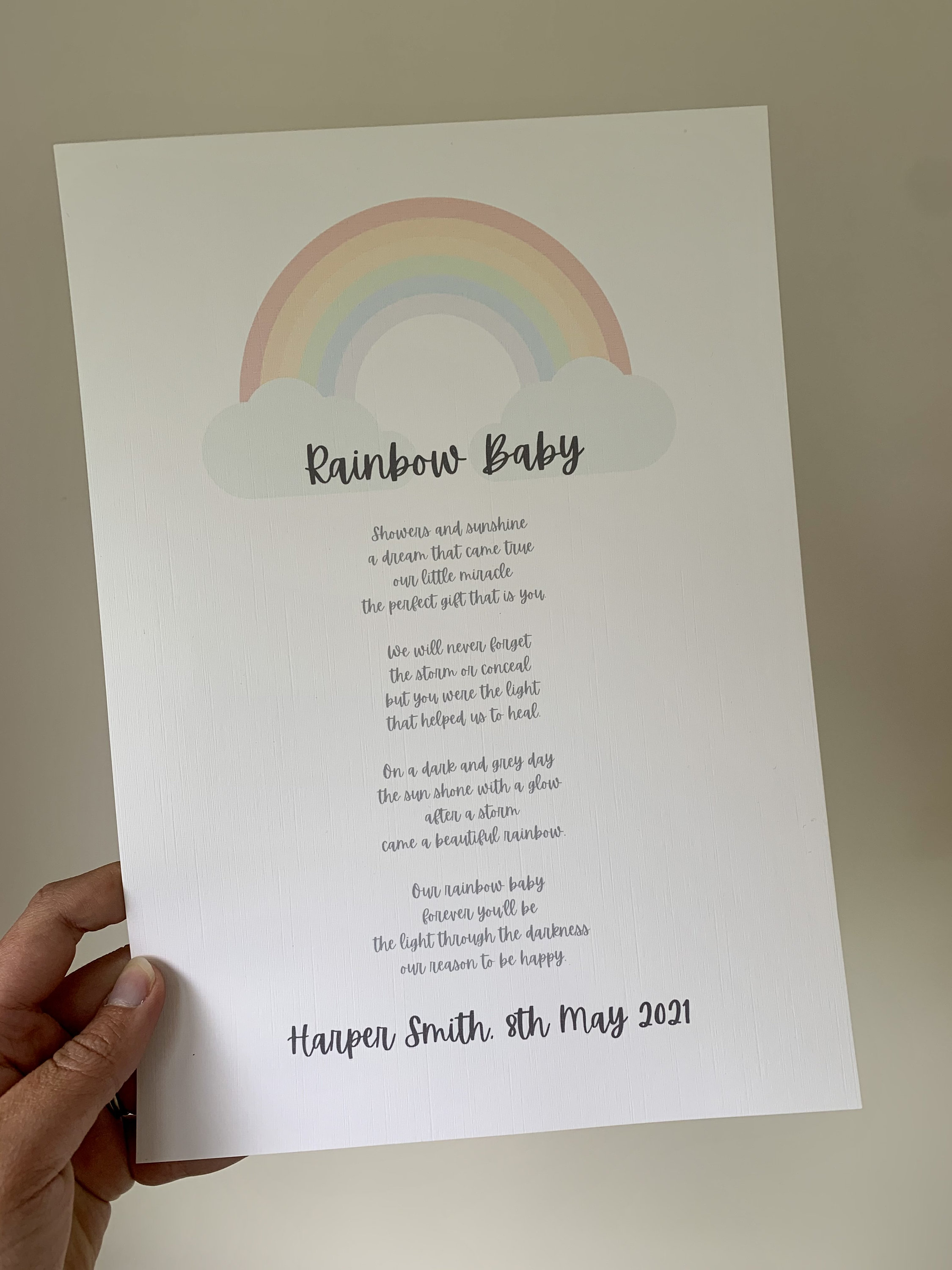Rainbow Baby Gift / Rainbow Baby Poem Print / Rainbow Baby Etsy