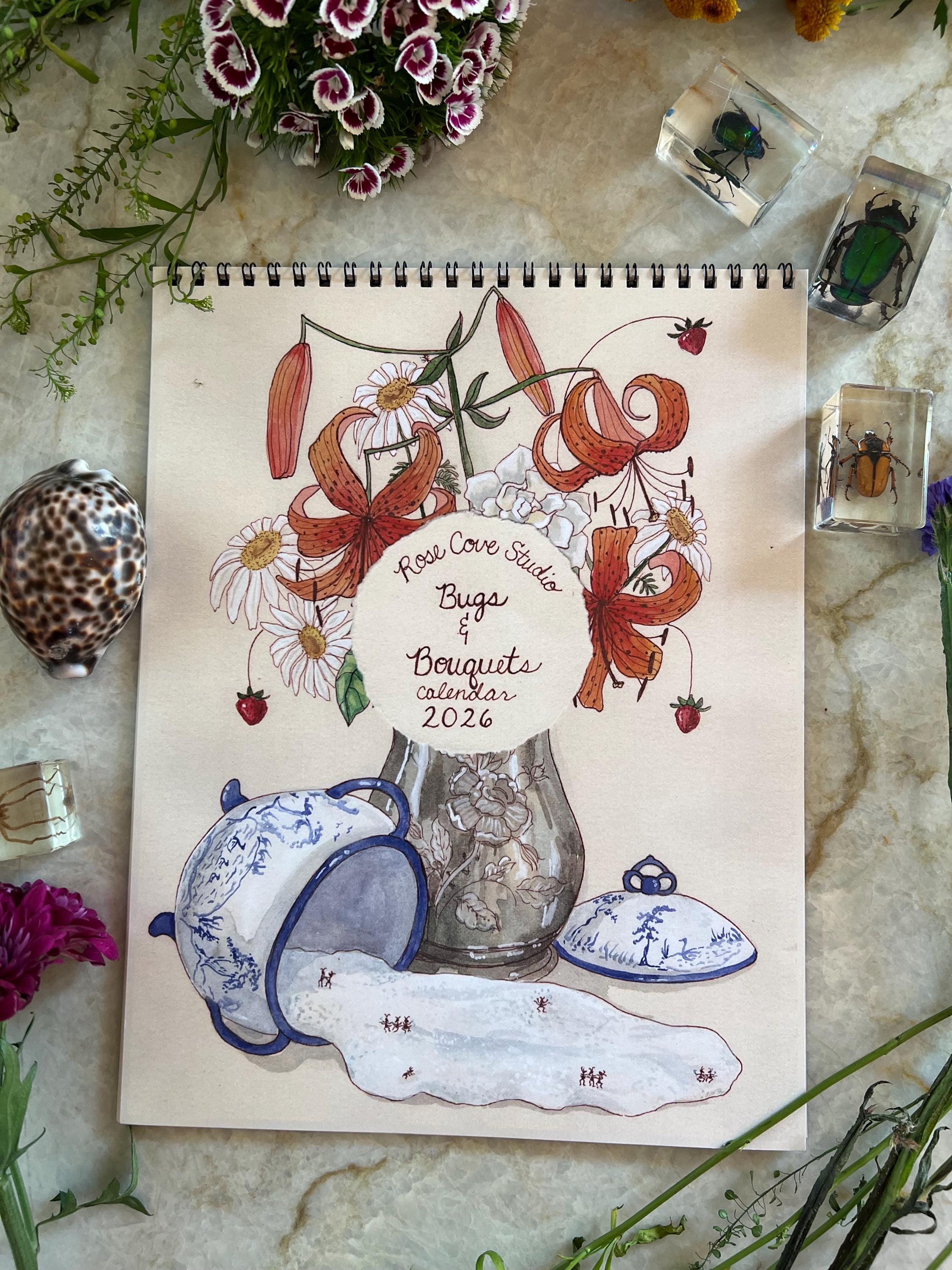 Bugs & Bouquets 2026 Cottagecore Art Calendar - Etsy
