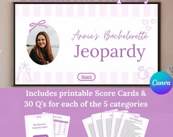 Bachelorette Jeopardy Game, Trivia vrijgezellenfeest, bewerkbaar partyspel (digitale download)