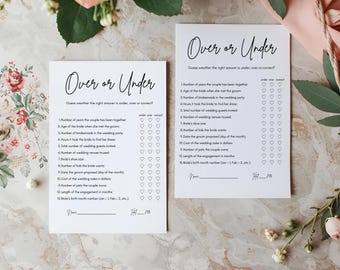 Over Or Under Bridal Shower Game