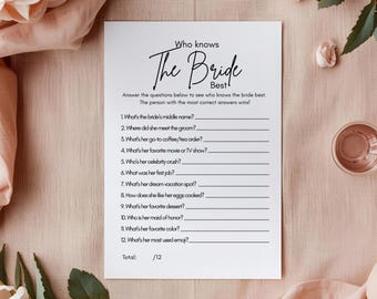 Gioco "Chi conosce meglio la sposa?", attività per addio al nubilato (download digitale)