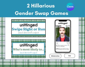 Deslize para a direita ou corra (Download instantâneo do Canva) Jogos engraçados para despedida de solteira