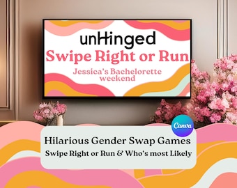 Unhinged Swipe Right or Run (Canva Instant Download) Funny Bachelorette Games