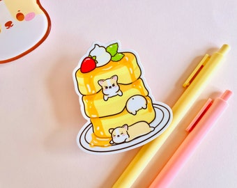 Corgis Stuck in Fluffy Souffle Pancakes Die Cut Matte Vinyl Sticker | Kawaii Cute Bujo Planner Journal Laptop Decal