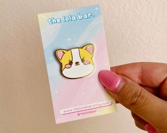 Kawaii Corgi Face | Gold Plated Hard Enamel Pin