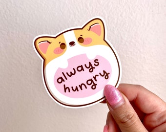 Always Hungry Corgi Belly | Matte Vinyl Sticker | Kawaii Cute Bujo Planner Journal Laptop Decal