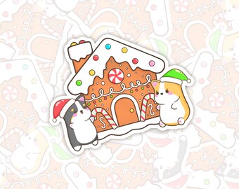Corgi Gingerbread Friends Vinyl Sticker | Santa Holiday Winter Xmas Christmas Festive | Kawaii Dog Pet | Planner Journal Laptop Bujo Decal