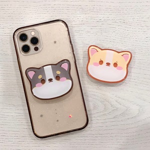 Precious Corgo Head Phone Grip 3M Adhesive Cute Corgi Face for Phone Cases image 1