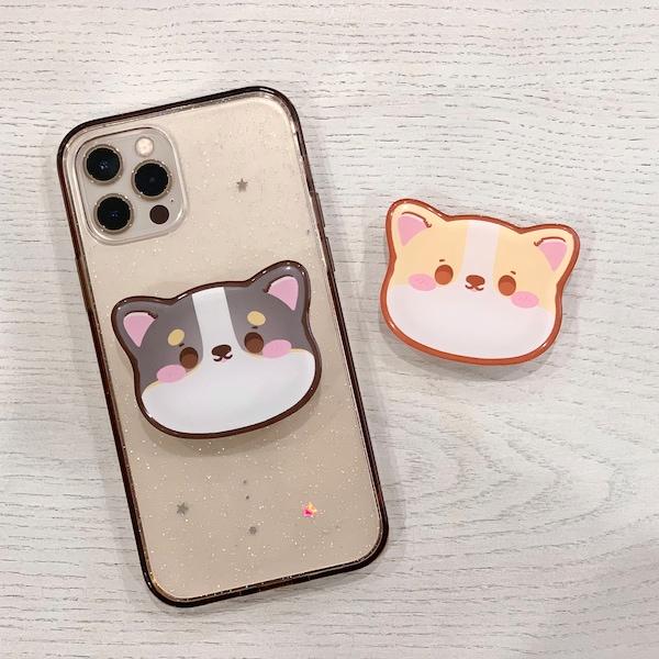 Precious Corgo Head Phone Grip | 3M Adhesive | Cute Corgi Face for Phone Cases