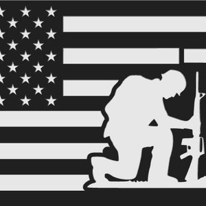Laser & Router Kneeling Soldier With Cross .SVG