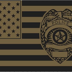 Laser Police Badge Flag SVG & DXF