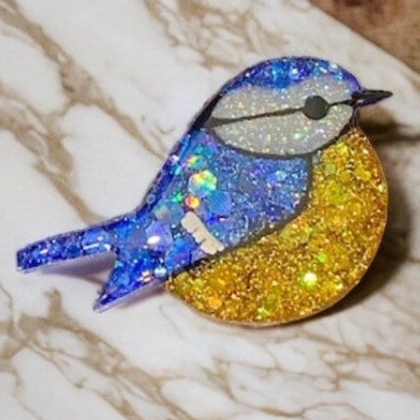 Handmade blue tit brooch, blue tit gift, memorial gift, blue tit brooch, brooch, blue tit jewellery, blue tit gifts