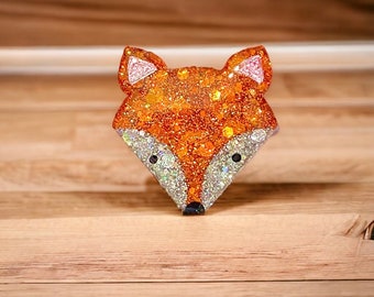 Handmade fox brooch, Fox gift, glitter fox, fox brooch, brooch, fox gift for her, fox lanyard brooch, fox jewellery, fox gifts