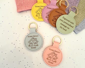 Porte-clés personnalisé pour la maison, porte-clés en similicuir, cadeau pour la maison neuve, porte-clés pour la maison neuve, premier cadeau pour la maison, premier porte-clés pour la maison