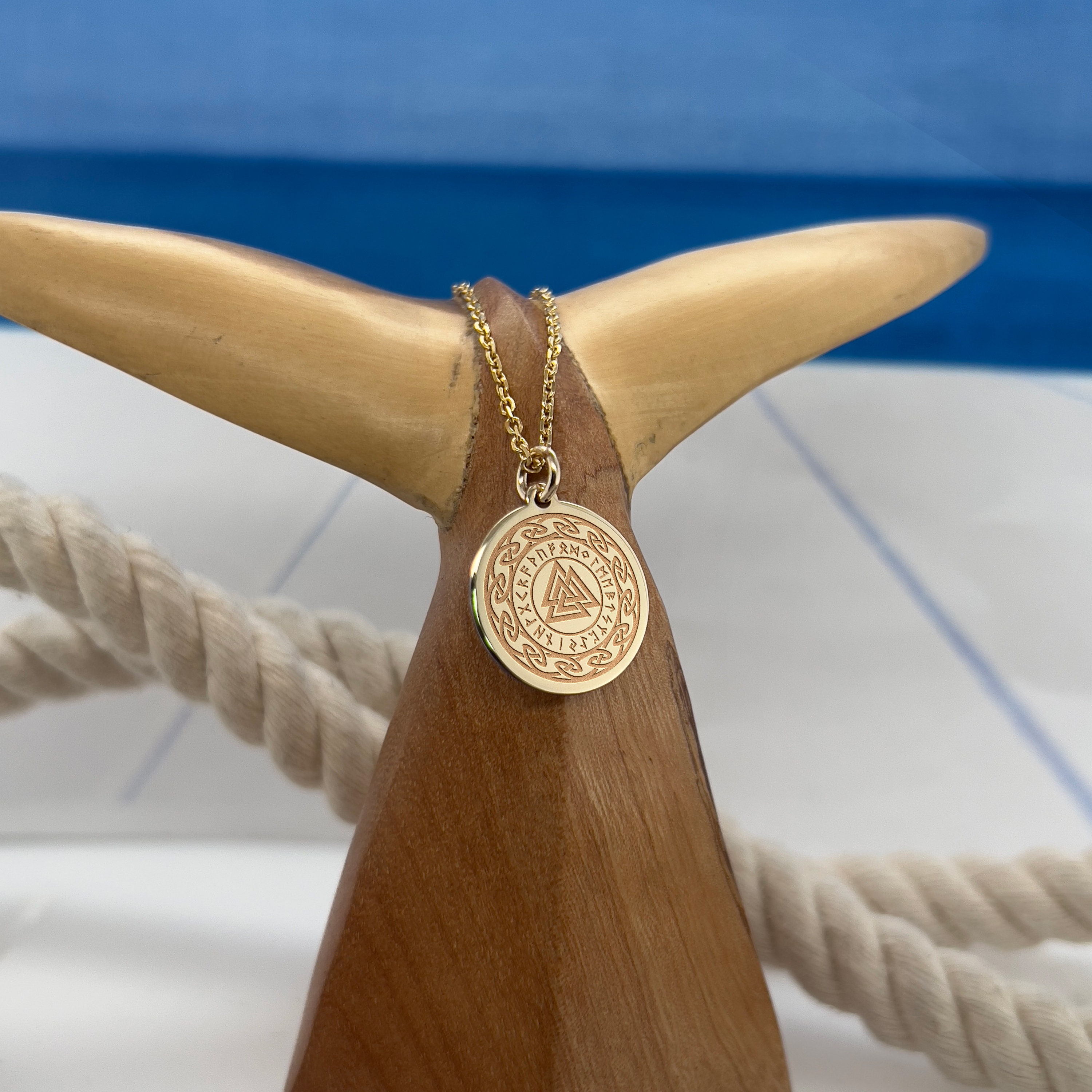 14k Solid Gold Viking Valknut Norse Necklace Celtic Pendant Etsy