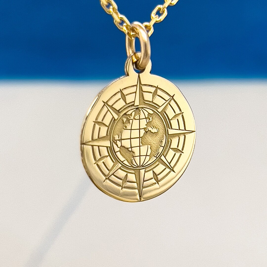Gold Necklacegold Compass Necklaceminimalist Etsy