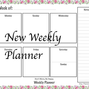 WEEKLY PLANNER with a POSITIVE message. &quot;Don&#39;t Worry, Be Happy.&quot; (Printable or Digital)