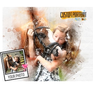 Custom Horse Watercolour Portrait From Your Photo (Digital) | Personalized Horse Art Illustration | Horse Decor Gift | Horse SVG
