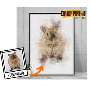 Custom Print Pet Hamster Watercolour Portrait From Your Photo | Hamster Watercolor Art | Hamster Gift | Hamster Memorial