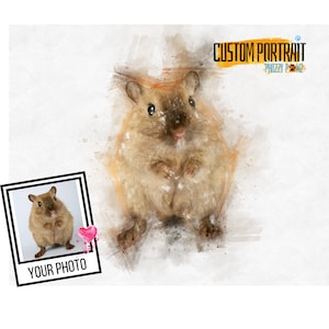 Custom Hamster Watercolour Portrait (DIGITAL) From Your Photo| Hamster Watercolor Art | Hamster Gift | Hamster Portrait
