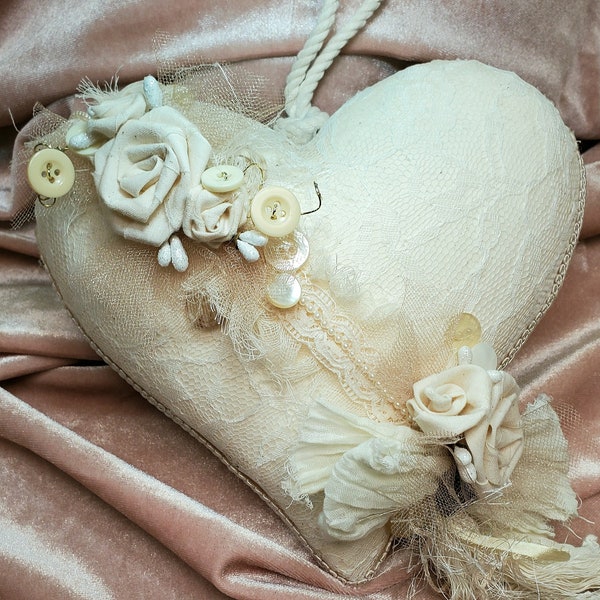 Heart Decor, Gift For Her, Baby's Room, Victorian Heart, Shabby Chic Decor