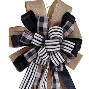 Large Bow for Wreath, Wreath Bow, Mantel Bow, Lantern Bow, Farmhouse Bow, Swag Bow, Everyday Bow, Netural Bow, Grapevine Bow, Rustic Bow