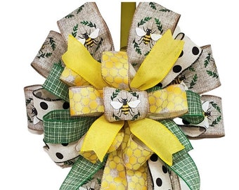 Bee Decor Bow: Spring Summer Wreath Embellishment