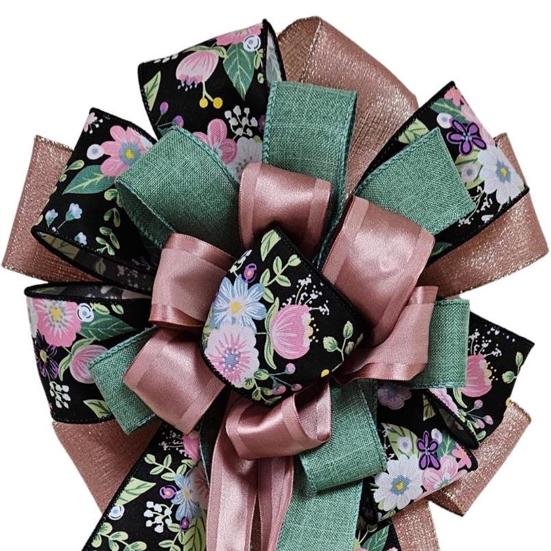 Floral Wreath Bow: Pink, Teal, and Burlap Spring/summer Decor - Etsy