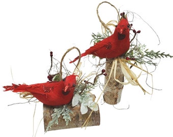 Cardinal Christmas Ornament, Red Bird Ornament, Woodland Ornament, Rustic Ornament, Cardinal Ornament