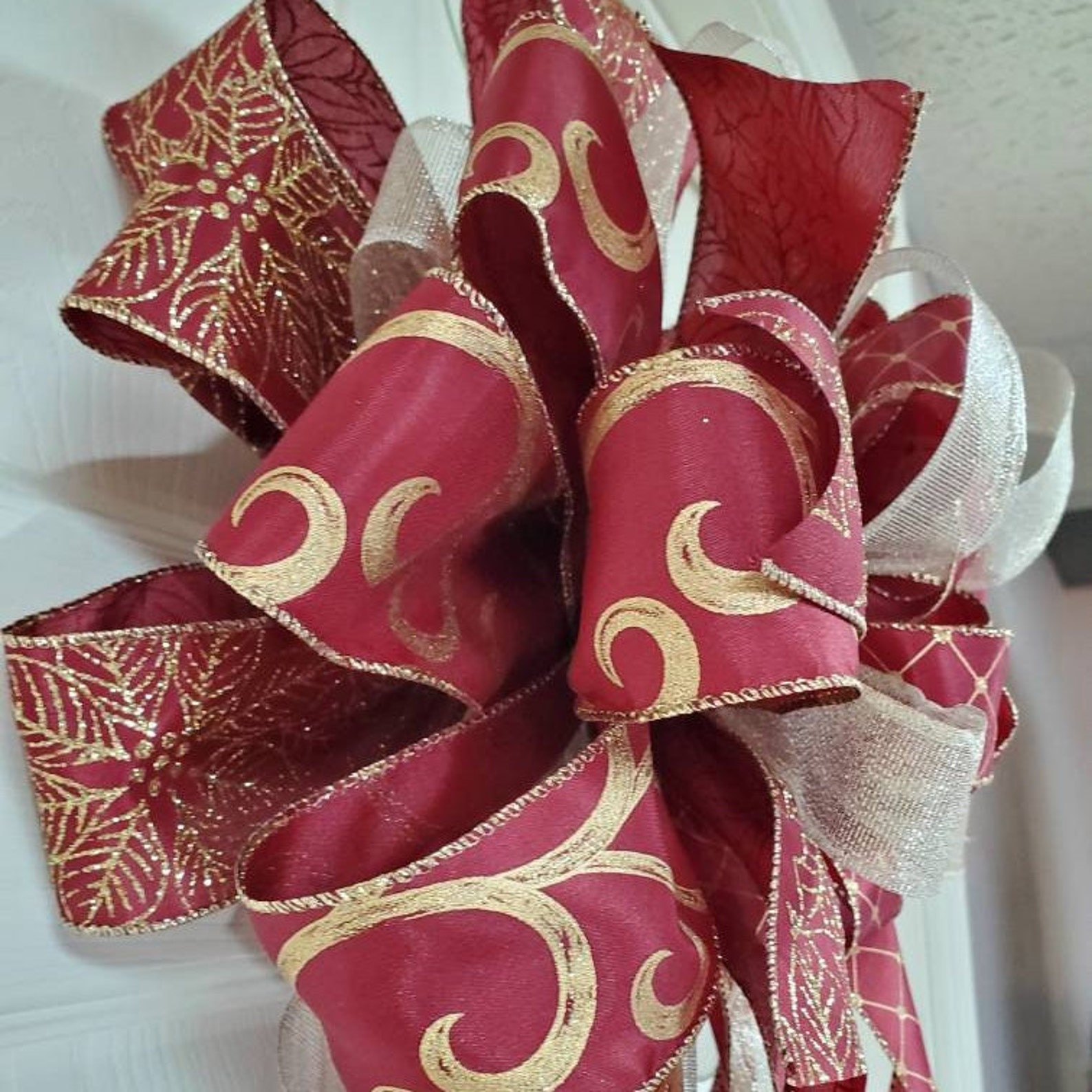 Christmas Tree Large Bow Christmas Tree Bow Mantel Bow Etsy