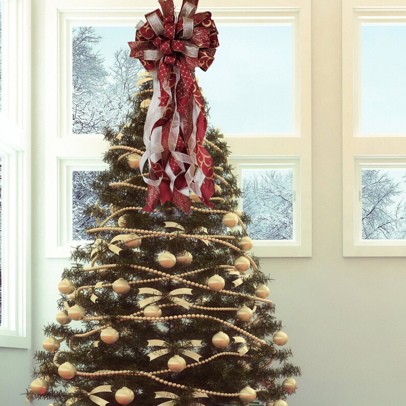 Christmas Tree Large Bow Christmas Tree Bow Mantel Bow Etsy