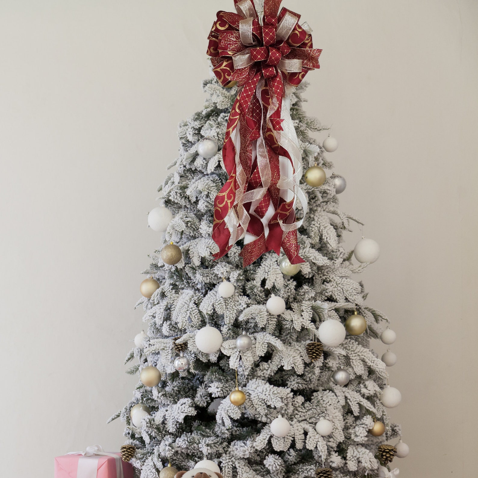 Christmas Tree Large Bow Christmas Tree Bow Mantel Bow Etsy