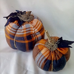Fabric Pumpkins, Fall Centerpiece, Shelf Decor, Table Top, Mantel, Fall Decor, Fancy Pumpkins, Farmhouse Decor, Shabby Chic, Plaid pumpkin
