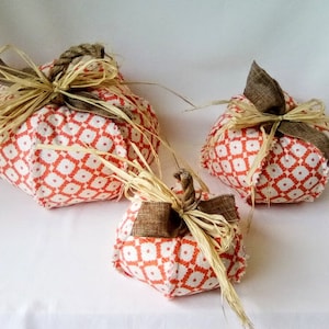 Fabric Pumpkins, Centerpiece, Shelf Sitter, Stacked Tray Decor, Table Top, Mantel Decor, Fall Decorations, Fancy Pumpkins, Farmhouse Pumpkin